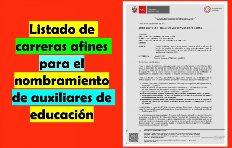 MINEDU Carreras afines para el nombramiento de los auxiliares de educación