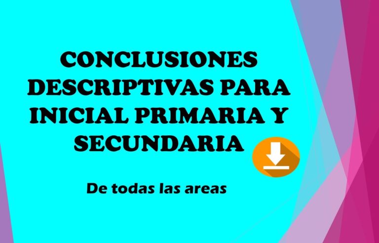 Ejemplos de conclusiones descriptivas para inicial primaria y secundaria