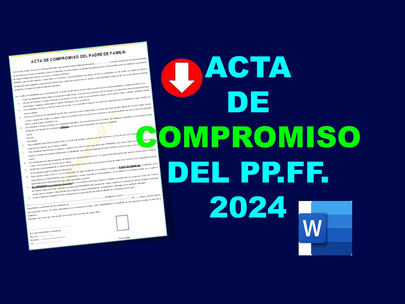 Acta de compromiso de los padres de familia 2024