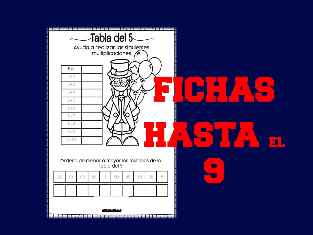Fichas de la multiplicación hasta el 9