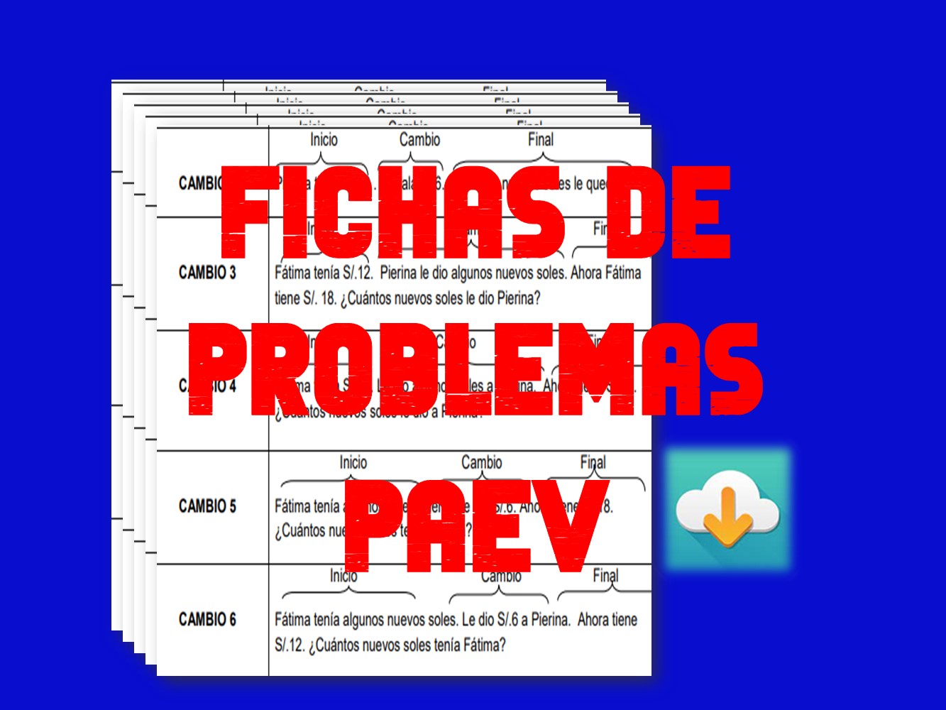 Fichas de problemas aritméticos de enunciado verbal-PAEV