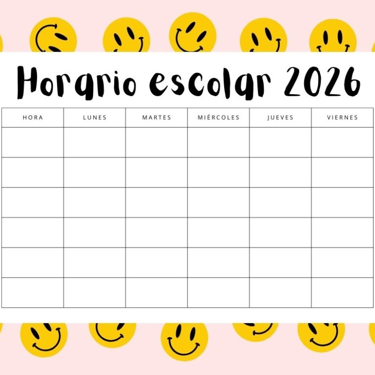 Horario escolar 2026 plantillas para descargar