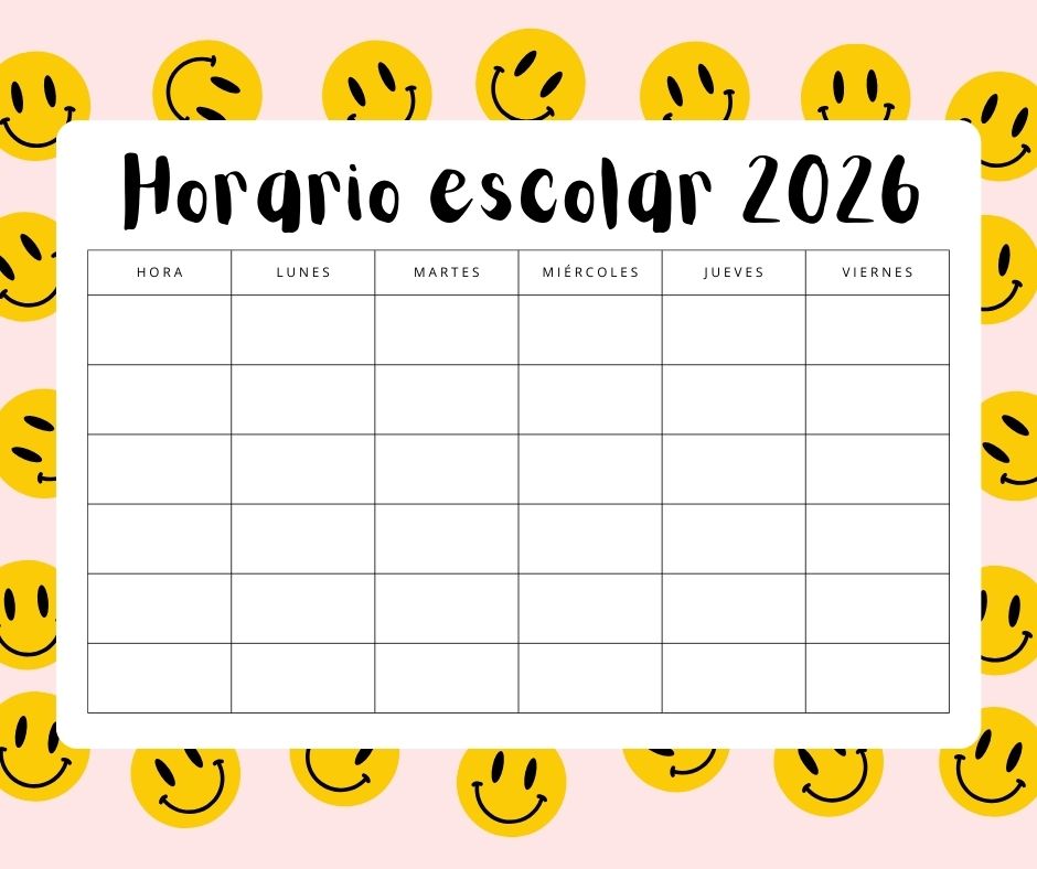 Horario escolar 2026 plantillas para descargar